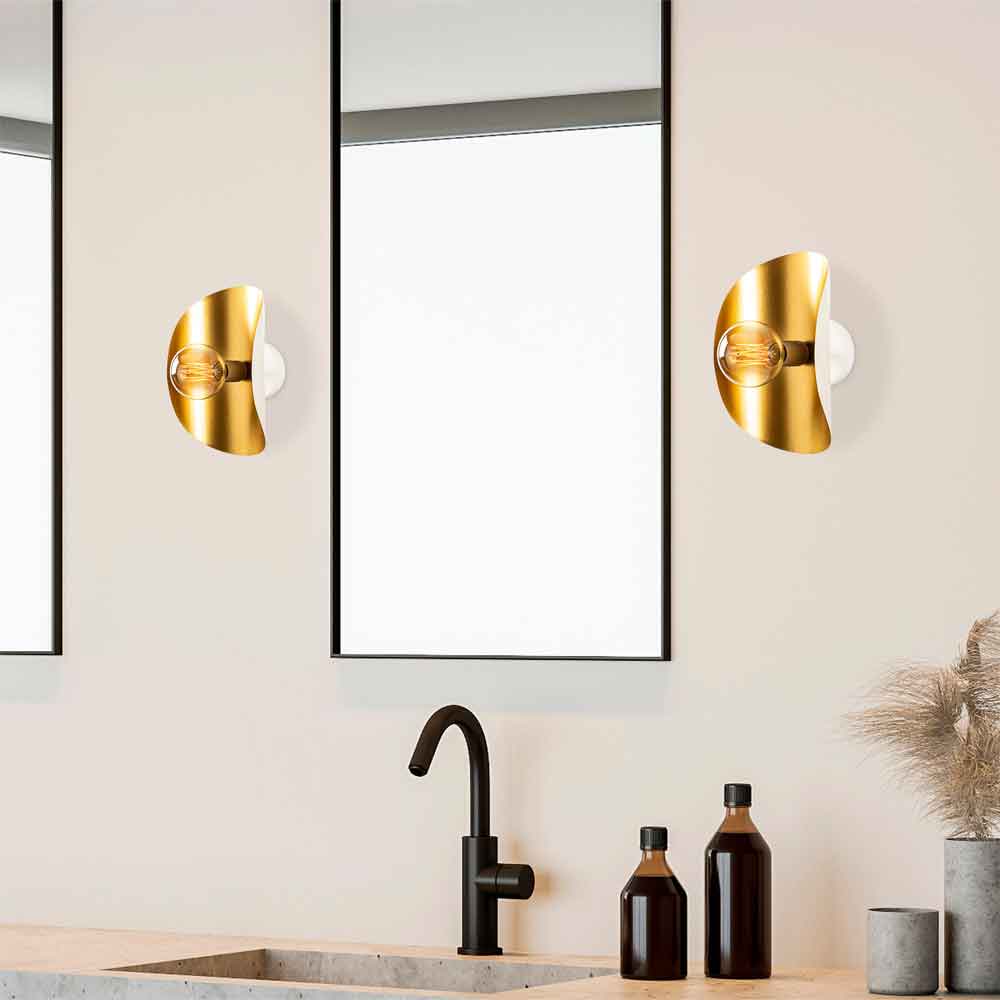 Sivani Tulip Metal Wall Lamp in White and Gold