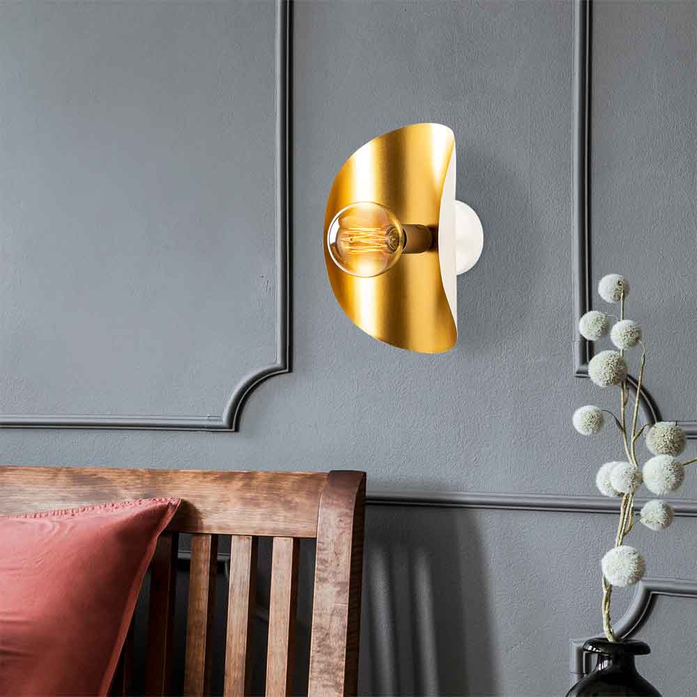Sivani Tulip Metal Wall Lamp in White and Gold