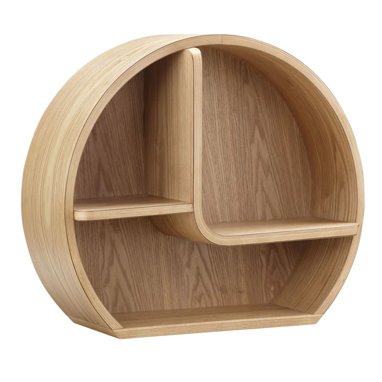 Siverek Round Wooden Wall Shelf In Oak
