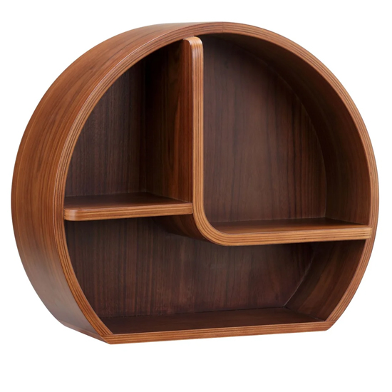 Siverek Round Wooden Wall Shelf In Walnut