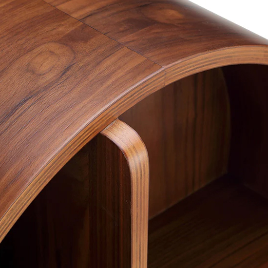 Siverek Round Wooden Wall Shelf In Walnut