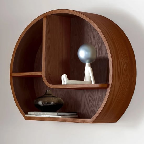 Read more about Siverek round wooden wall shelf in walnut