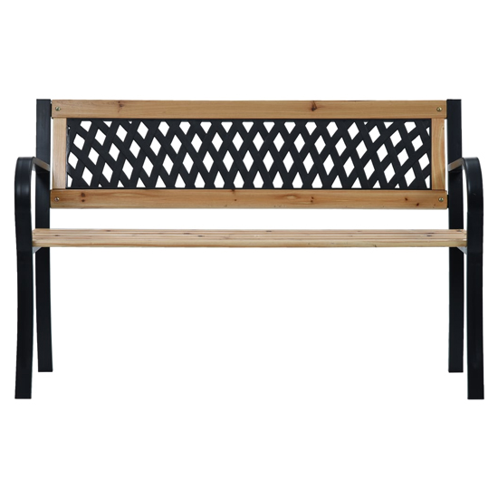 Siya 120cm Wooden Garden Bench With Steel Frame In Black