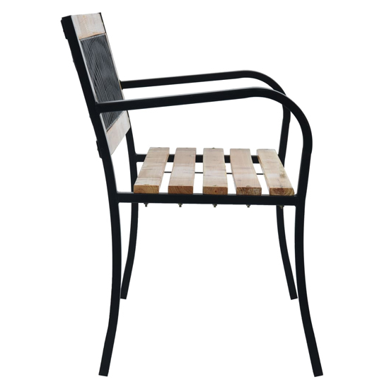 Siya 120cm Wooden Garden Bench With Steel Frame In Black