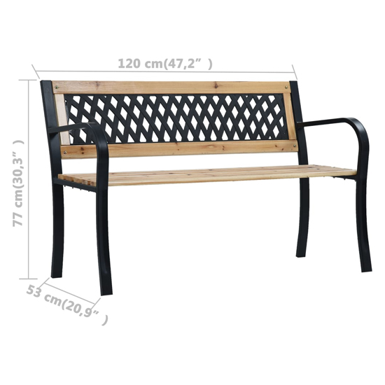 Siya 120cm Wooden Garden Bench With Steel Frame In Black
