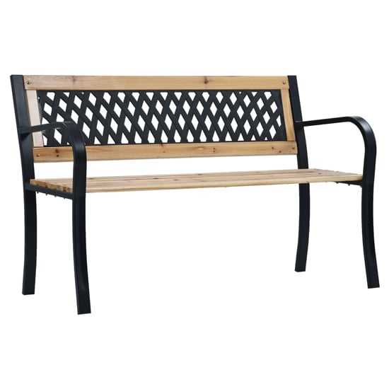 Read more about Siya 120cm wooden garden bench with steel frame in black