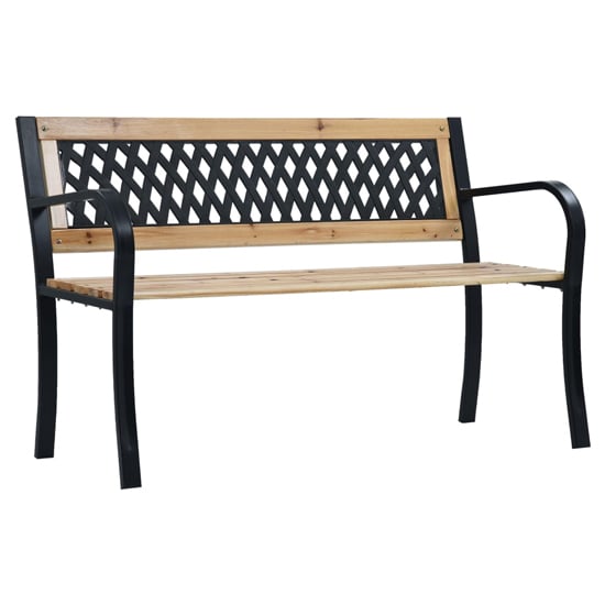 Photo of Siya 120cm wooden garden bench with steel frame in black