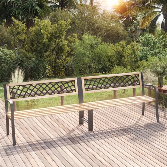 Read more about Siya 238cm wooden garden bench with steel frame in black
