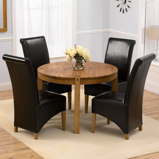 Milan Round Wooden Dining Table In Oak_2