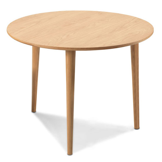 Skier Wooden Circular Dining Table In Light Solid Oak