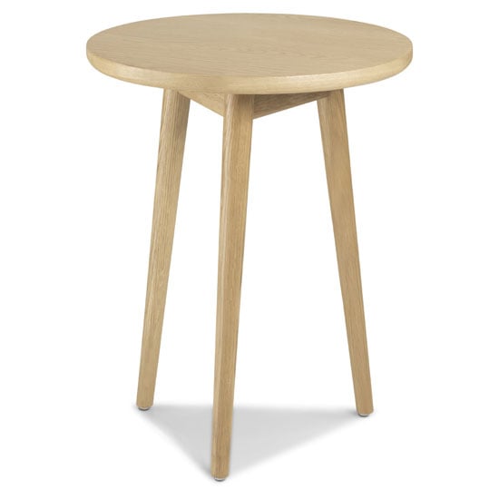 Skier Wooden Circular Lamp Table In Light Solid Oak