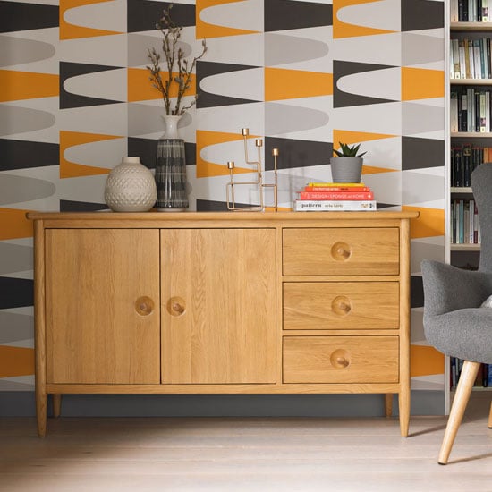 Read more about Skier wooden large sideboard in light solid oak
