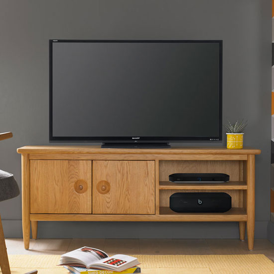 Photo of Skier wooden tv unit in light solid oak