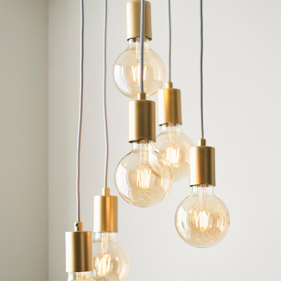 Skikda 6 Lights Ceiling Pendant Light In Brushed Brass