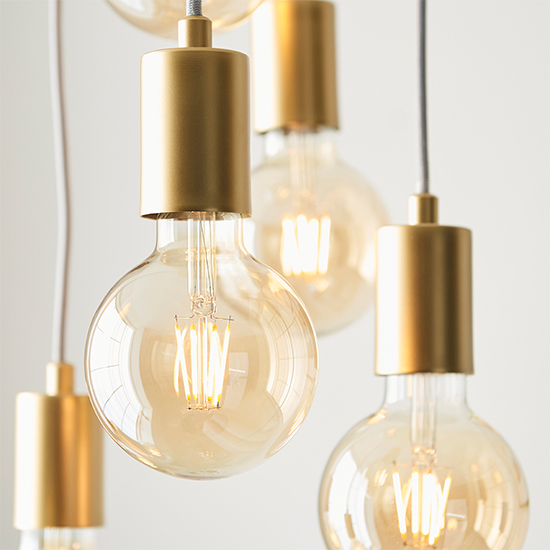 Skikda 6 Lights Ceiling Pendant Light In Brushed Brass