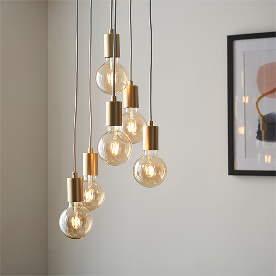 Skikda 6 Lights Ceiling Pendant Light In Brushed Brass