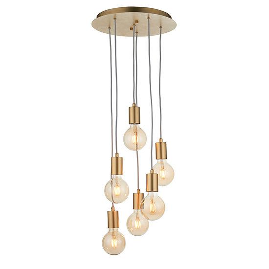 Skikda 6 Lights Ceiling Pendant Light In Brushed Brass