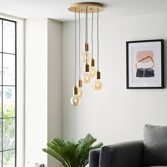 Skikda 6 Lights Ceiling Pendant Light In Brushed Brass