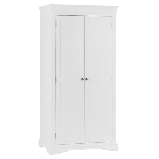 Skokie Wooden 2 Doors Wardrobe In Classic White