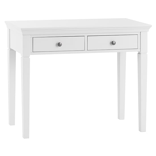 Skokie Wooden 2 Drawers Dressing Table In Classic White_1