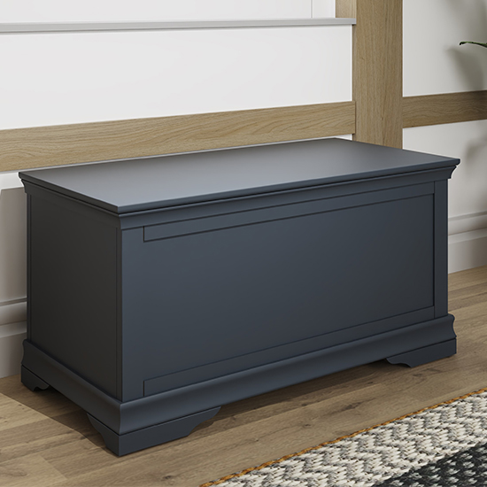 Product photograph of Skokie Wooden Blanket Box In Midnight Grey from Furniture in Fashion