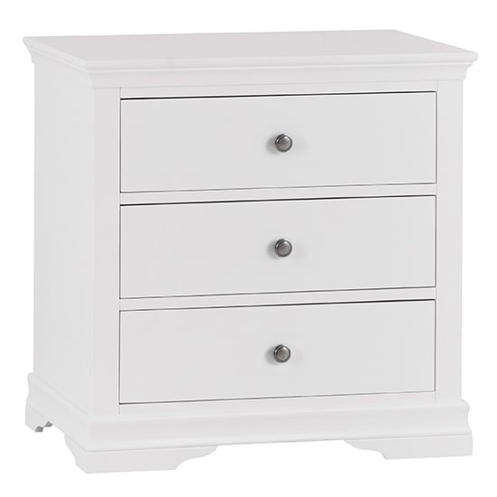 Product photograph of Skokie Wooden Chest Of 3 Drawers In Classic White from Furniture in Fashion