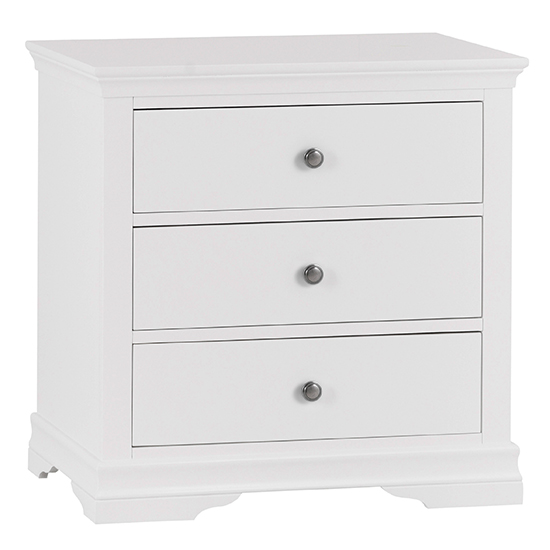 Skokie Wooden Chest Of 3 Drawers In Classic White thumbnail