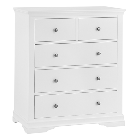 Photo of Skokie wooden chest of 5 drawers in classic white