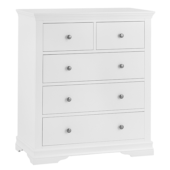 Skokie Wooden Chest Of 5 Drawers In Classic White thumbnail