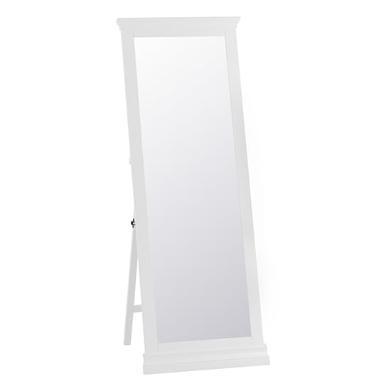 Photo of Skokie wooden cheval bedroom mirror in classic white