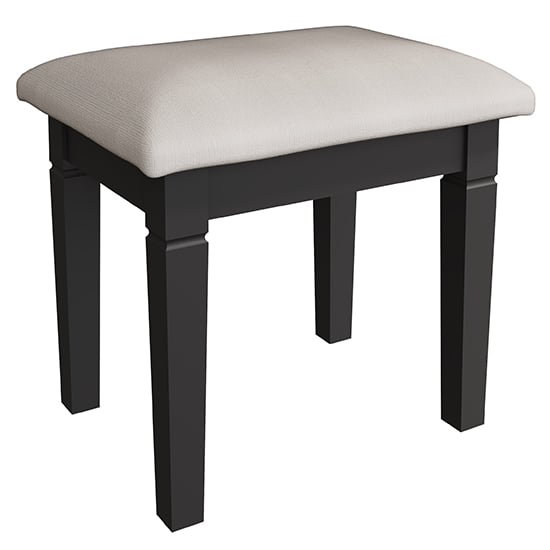 Skokie Wooden Dressing Stool In Midnight Grey