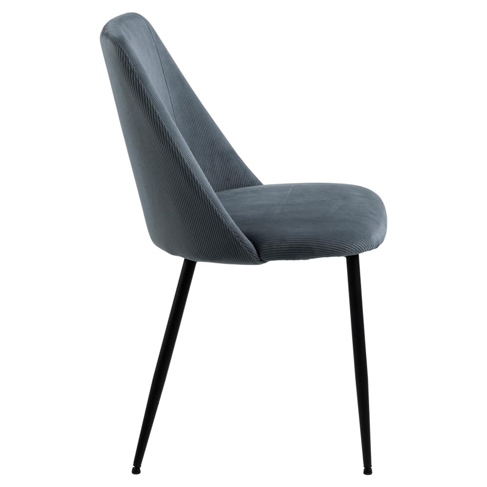 Skokie Grey Fabric Dining Chairs With Black Legs In Pair