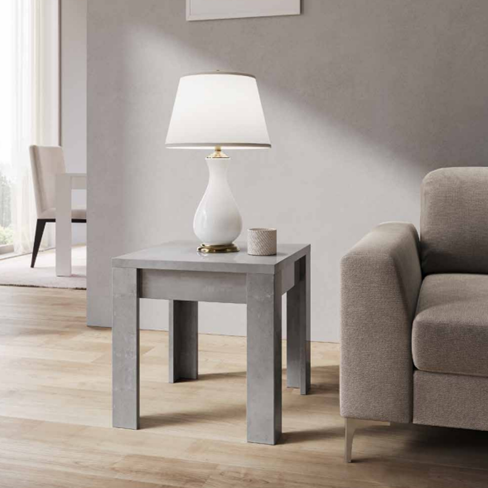 Read more about Skokie high gloss lamp table in grey marble effect