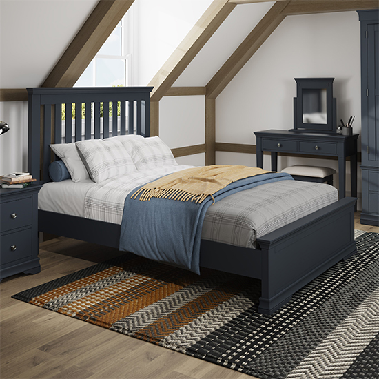 Skokie Wooden King Size Bed In Midnight Grey Furniture in Fashion