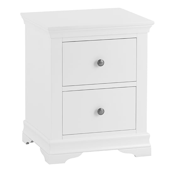 Product photograph of Skokie Large Wooden 2 Drawers Bedside Cabinet In Classic White from Furniture in Fashion