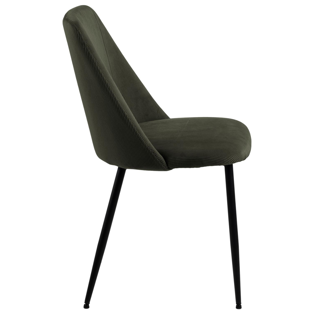 Skokie Olive Green Fabric Dining Chairs With Black Legs In Pair