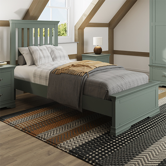 Read more about Skokie wooden single bed in cactus green