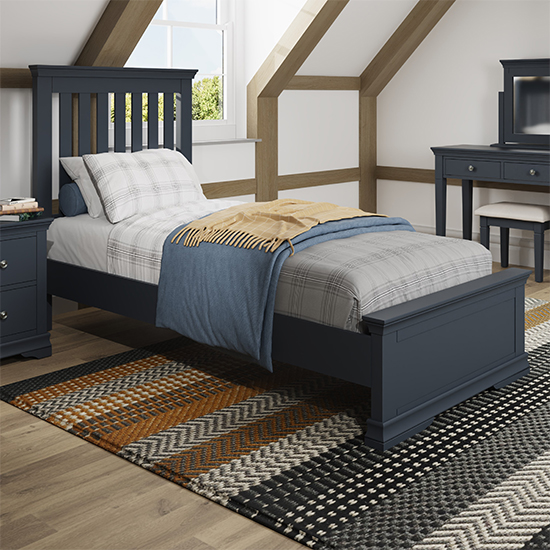 Skokie Wooden Single Bed In Midnight Grey Furniture in Fashion
