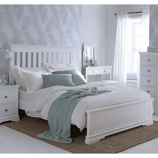 Skokie Wooden Super King Size Bed In Classic White_1