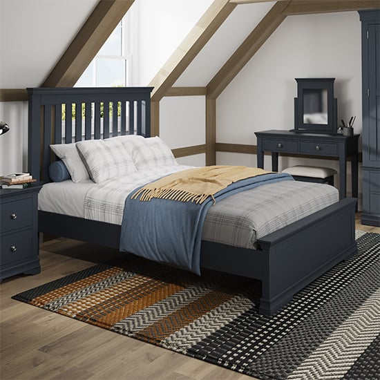 Skokie Wooden Super King Size Bed In Midnight Grey