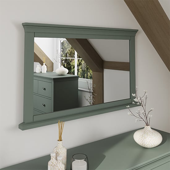 Skokie Wooden Wall Bedroom Mirror In Cactus Green