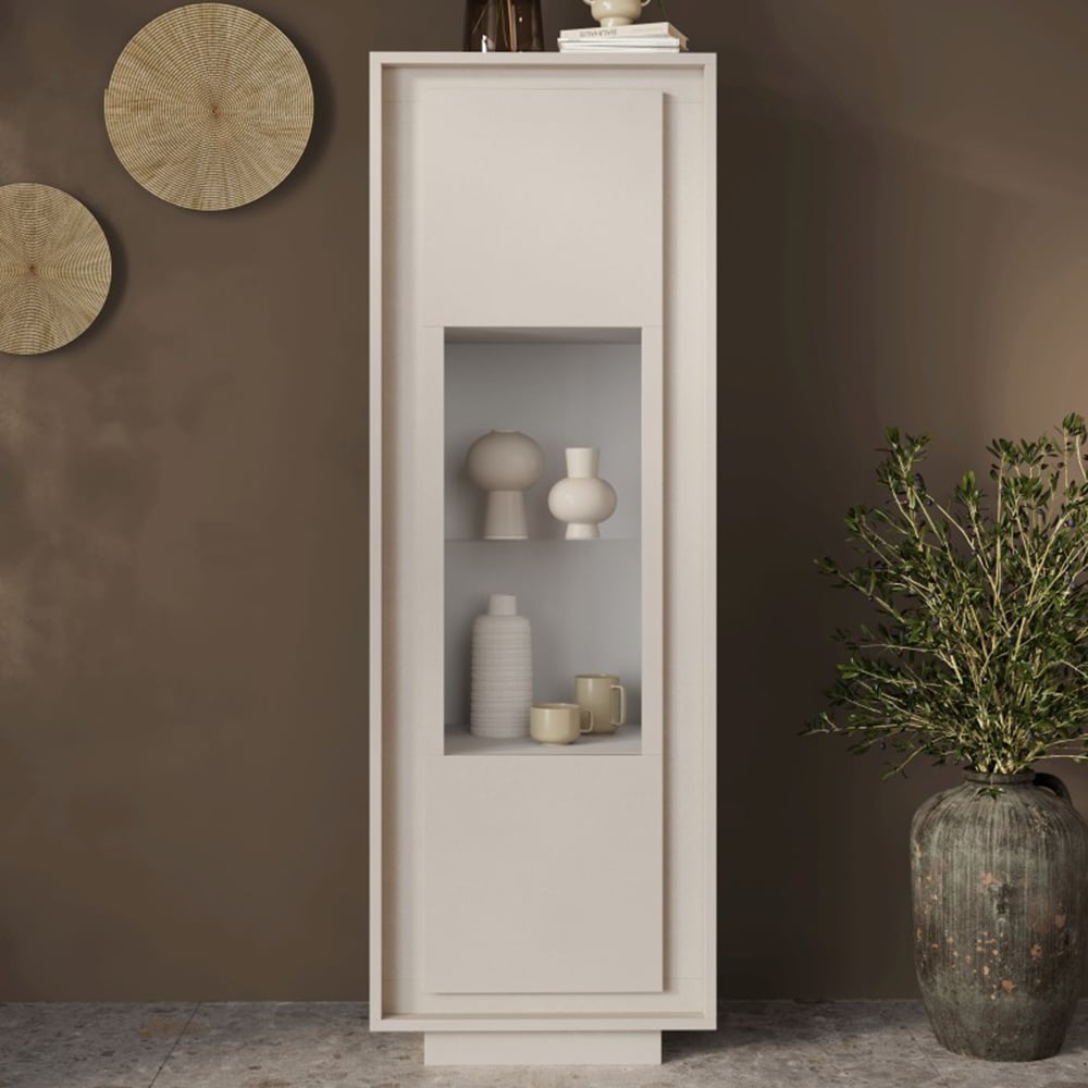 Skokie Wooden Display Cabinet With 1 Door In Matt White