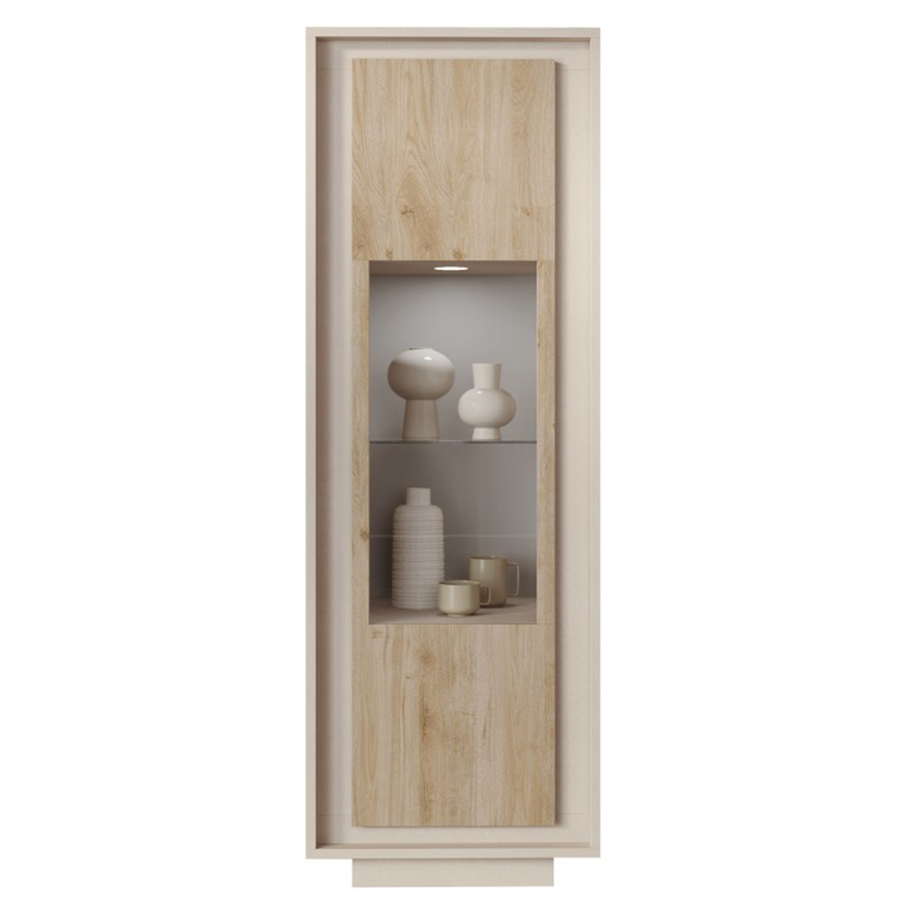 Skokie Wooden Display Cabinet In Cashmere And Cadiz With LED