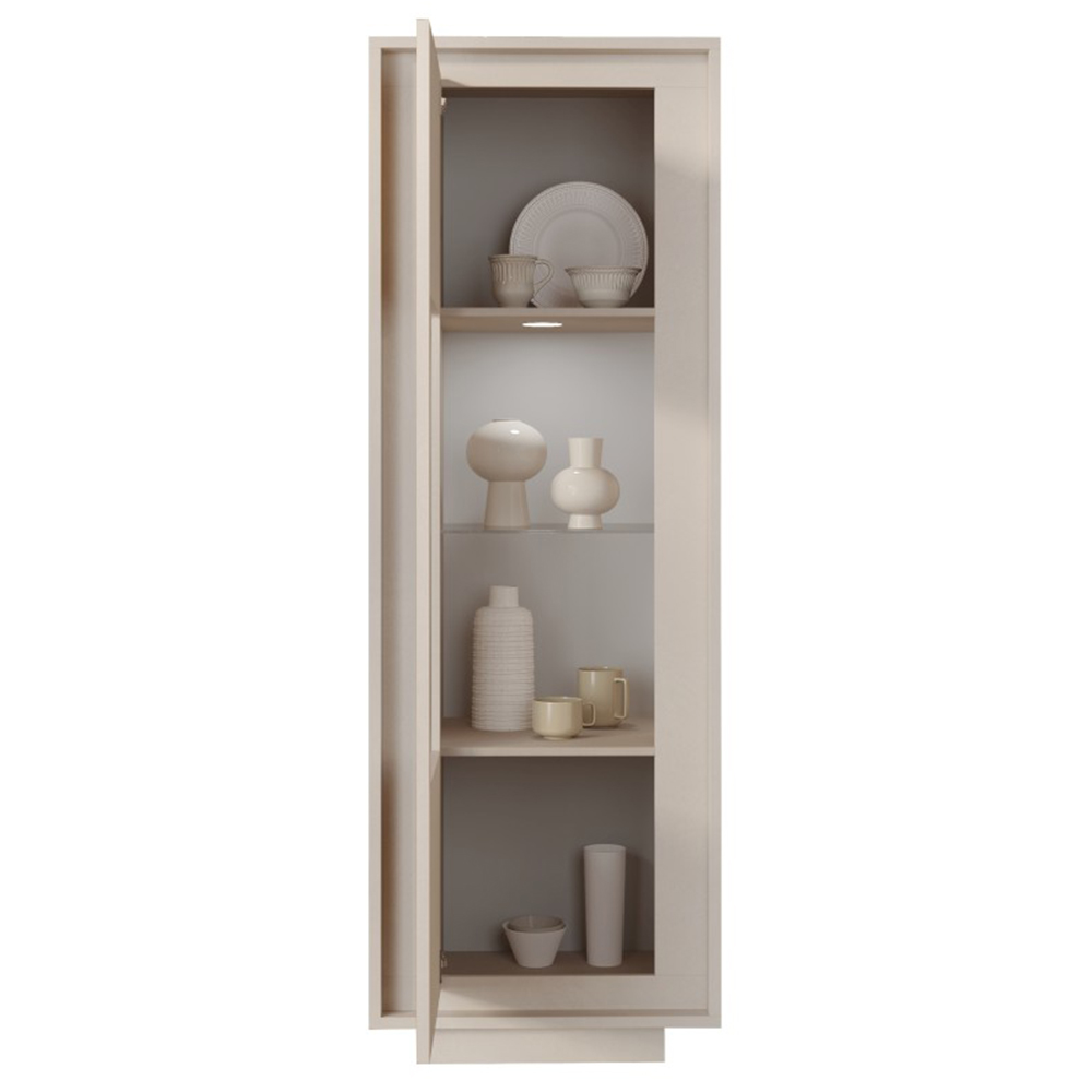 Skokie Wooden Display Cabinet In Cashmere With LED