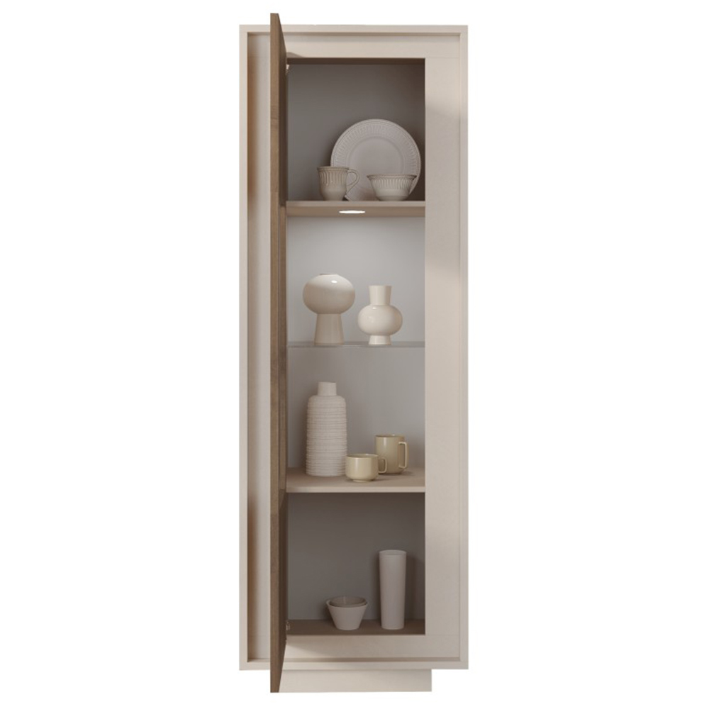 Skokie Wooden Display Cabinet In Cashmere And Mercure With LED