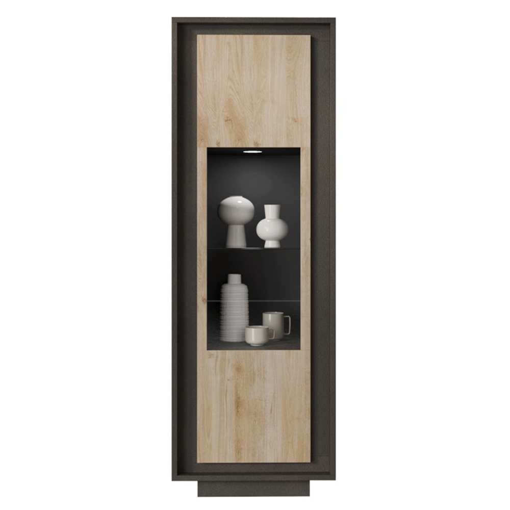 Skokie Wooden Display Cabinet In Lava And Cadiz With LED