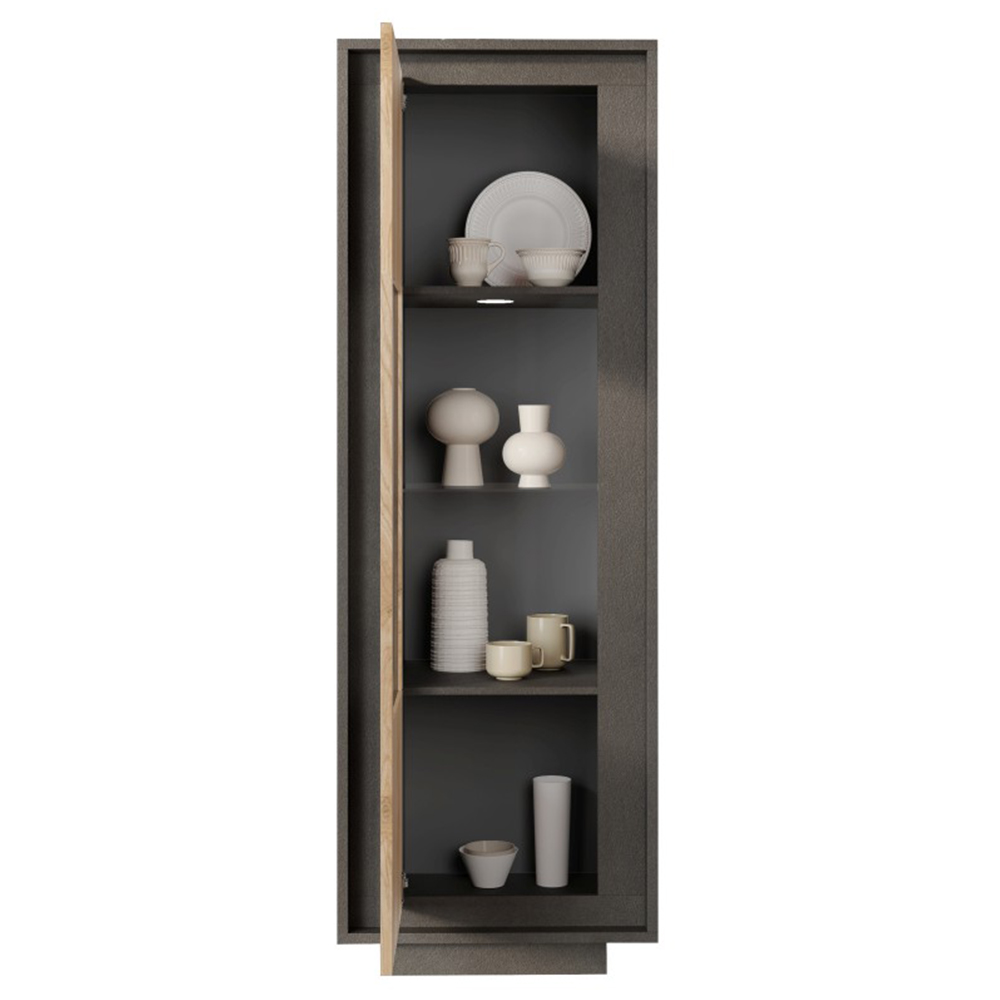 Skokie Wooden Display Cabinet In Lava And Cadiz With LED