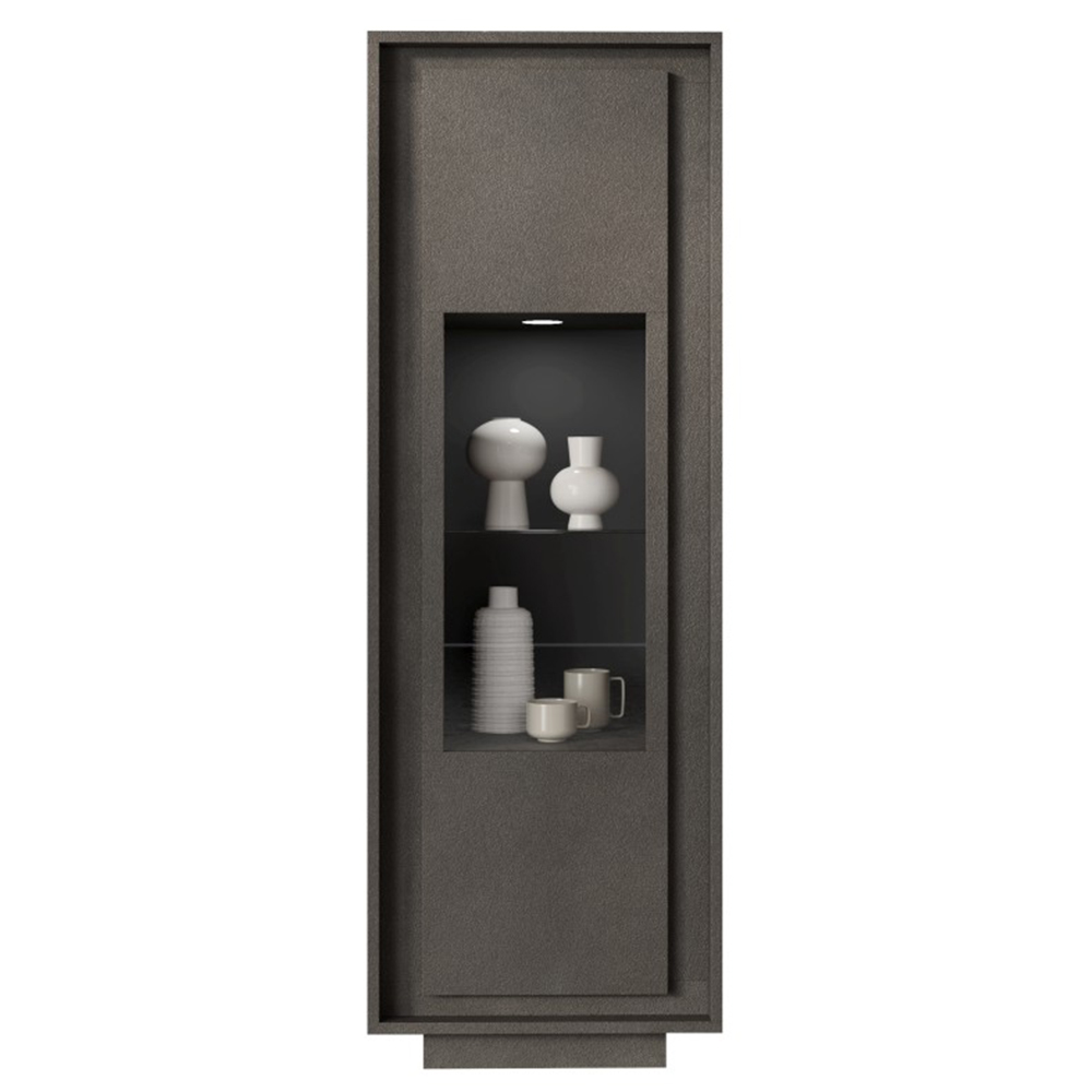 Skokie Wooden Display Cabinet In Lava With LED