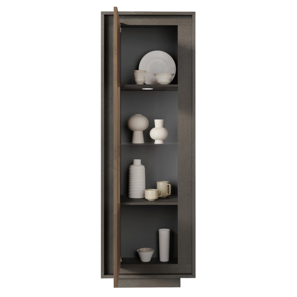 Skokie Wooden Display Cabinet In Lava And Mercure With LED