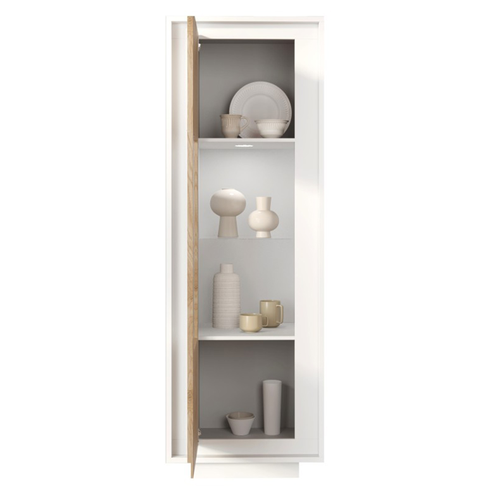 Skokie Wooden Display Cabinet In Matt White And Cadiz With LED